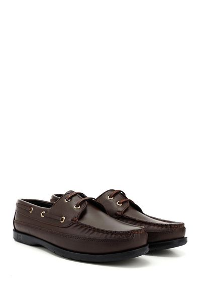 GÖNDERİ(R) Men's Brown Antique Lace-Up Rubber Sole Genuine Leather Shoes