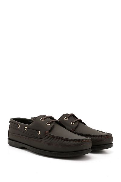 GÖNDERİ(R) Men's Brown Antique Lace-Up Rubber Sole Genuine Leather Shoes