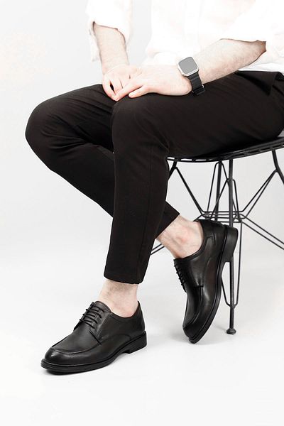 GÖNDERİ(R) Men's Black Lace-Up Genuine Leather Classic Shoes
