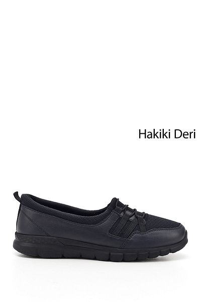 GÖNDERİ(R) Women / Girls Navy Blue Antique Wedge Sole Genuine Leather Comfort Shoes