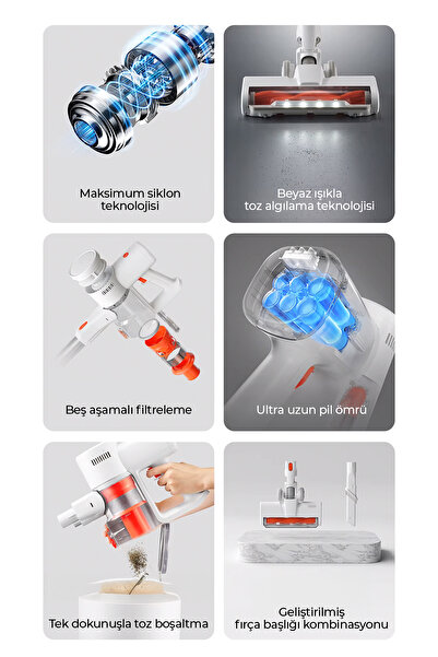 ROBO HIKİNG Serisi Şarjlı Dikey Süpürge Beyaz