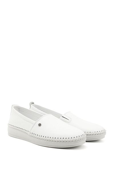 GÖNDERİ(R) Pantofi confortabili din piele naturală albă pentru femei/fete