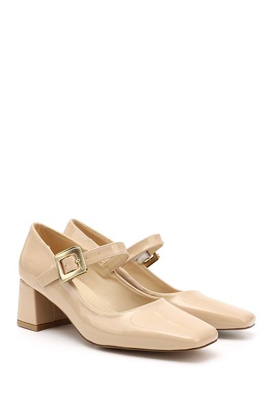 GÖNDERİ(R) Women / Girls Patent Leather Blunt Toe Square Heel Mary Jane Shoes