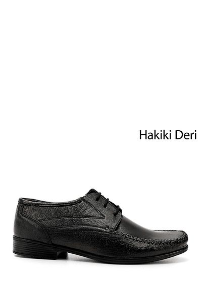 GÖNDERİ(R) Men's Black Lace-Up Genuine Leather Classic Shoes