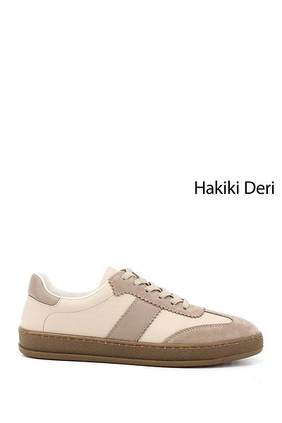 GÖNDERİ(R) Tenis de damă/fete bej cu șireturi din piele naturală