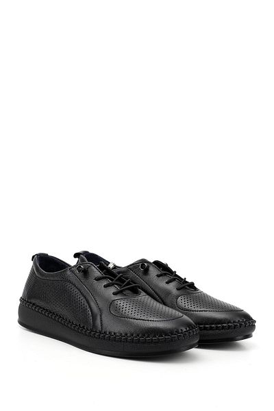 GÖNDERİ(R) Women / Girls Black Rubber Laced Genuine Leather Comfort Shoes