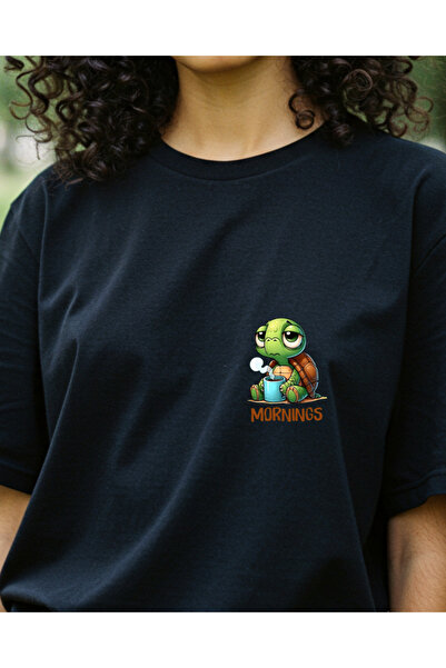 Ebiidesign Morning Turtle Design Printed T-Shirt