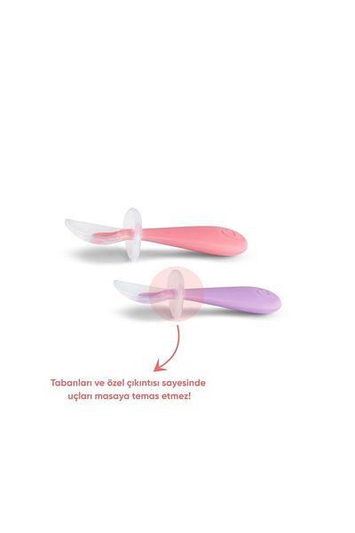 Munchkin Pink Purple Set of 2 9+ Months Soft Silicone Unisex Baby Feeding Exercise Spoons