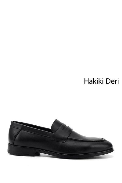 GÖNDERİ(R) Men's Black Genuine Leather Loafer Shoes