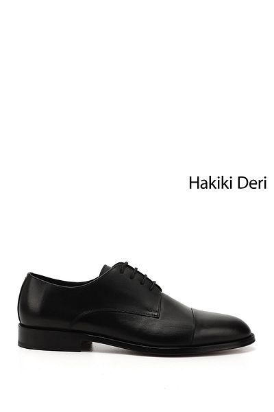 GÖNDERİ(R) Men's Black Laced Leather Sole Genuine Leather Classic Shoes