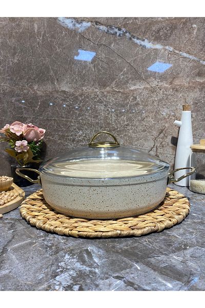Elvira Granite 28 cm Oblate Pot-Cream