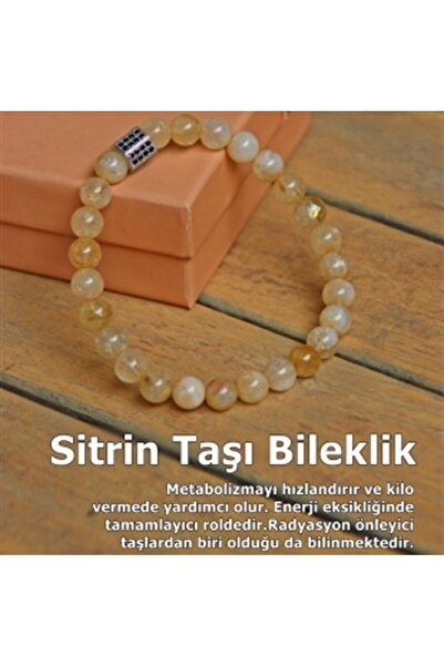 OSMANLI DEĞERLİ TAŞ Certified Citrine Natural Stone Bracelet-8mm Orange B609