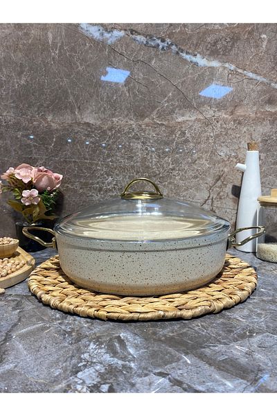 Elvira Granite 28 cm Oblate Pot-Cream