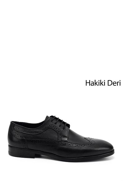 GÖNDERİ(R) Men's Black Lace-Up Genuine Leather Classic Shoes