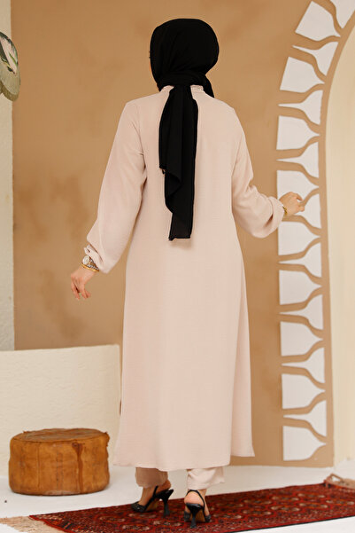 Neva Style Beige Hijab Double Set - Bead Defined 12082Bej