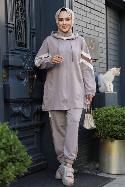 Neva Style Zippered Mink Hijab Double Set 20135V