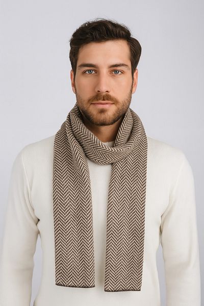 Sebir Moda Herringbone Patterned Knitwear Scarf