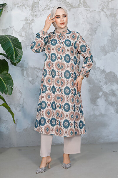 Neva Style Set de două hijab cu model verde smarald - 10692ZY