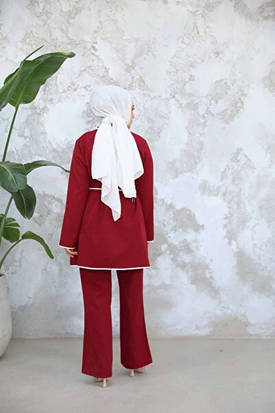 Neva Style Μπουφάν Βουργουνδίας Hijab Διπλό Σετ 40051BR