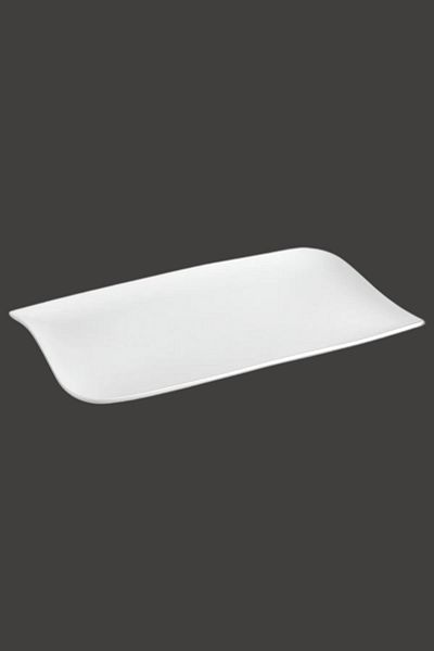 Secret de Gourmet Wave Design Rectangular Shape Dinner Plate White 33 x 20cm