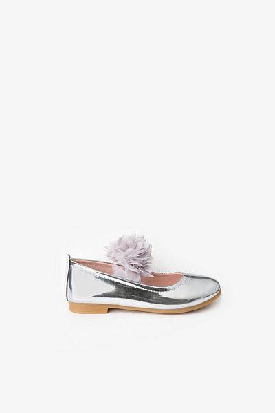 Le Mabelle Silver Tulle Flower Girls' Shoes