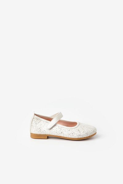 Le Mabelle White Glittery Velcro Girls Shoes