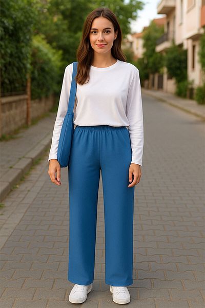 Neva Style Indigo Blue Hijab Παντελόνι 95633ım