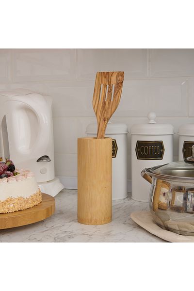 TİVOLİ Tivoli Olive Tree Perforated Spatula - Light Brown - 30 cm