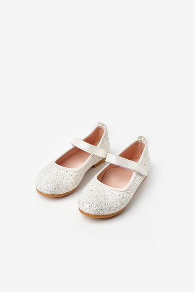 Le Mabelle White Glittery Velcro Girls Shoes