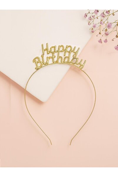 Parti Adresi Metal Happy Birthday Taç Doğum Günü Tacı Gold