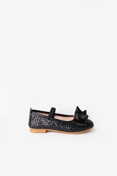 Le Mabelle Black Bow Glitter Girl's Shoes