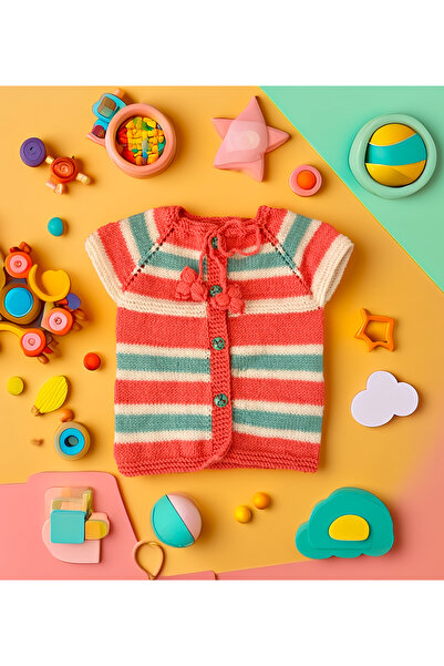 Butik Newborn Gift Baby Hand Knitted Cotton Vest Buttoned 0-12 Months