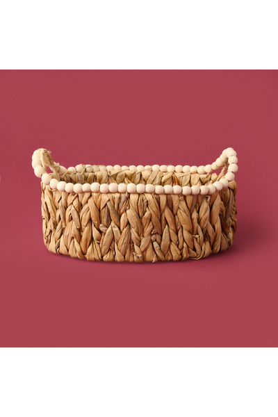 Naturalove Кошница от ракита с мъниста - Кафява - 33x20x12 см