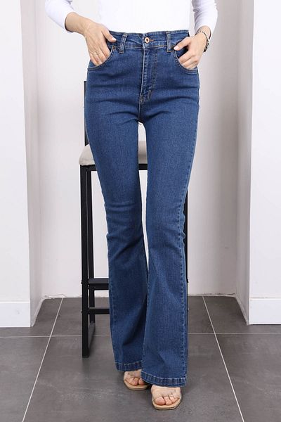 İmajButik Pantaloni albaștri cu talie înaltă cu picioare spaniole