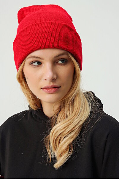 Boldy Класична спортивна шапка Трикотажна шапка Unisex Без вишивки Пряма шапка Unisex Пряма класична шапка Червона