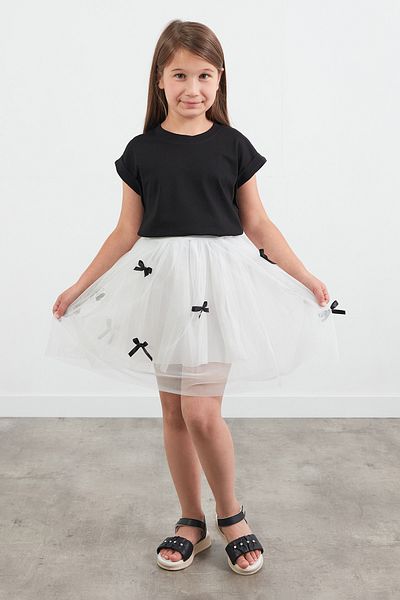 Fulla Moda Fusta tub pentru fete din 23 aprilie cu talie elastică și fundă