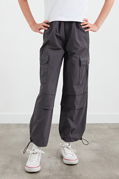 Fulla Moda Stoperli Paraşü Kumaş Jogger Unisex Çocuk Pantolon