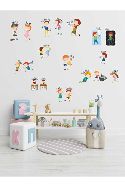 esatoys Set de autocolante pentru camera copiilor cu cuvinte engleze