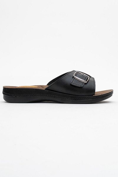 CCWAY AYAKKABI Women's Single Buckle Gel Slippers Black