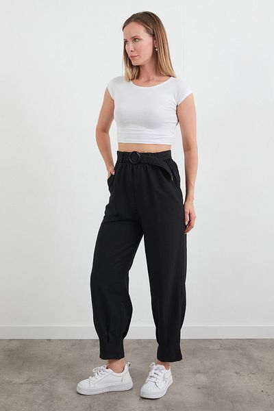 Fulla Moda Belted and Elastic Waist Trousers