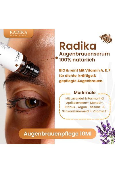 Radika Aromatherapy Ορός φρυδιών, Βιταμίνη AEF, 100% Αγνός, ΒΙΟΛΟΓΙΚΟΣ, Φυσικός, 10 ml