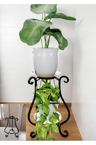 KL HOME Bella Model - Ferforje Gerçek Demir Çiçek Saksılık - 2 Katlı Bahçe Balkon Salon Saksılık