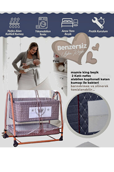 mamie Roma Anne Yanı Sallanır Sabitlenebilir Portatif Sepet Beşik Hamak Beşik