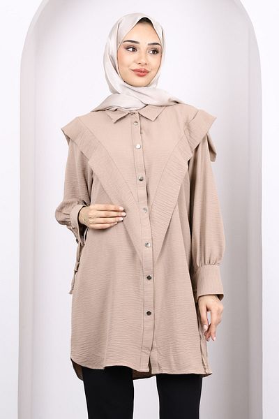 İmajButik Туника от норка с детайли отпред - ръкави с връзки