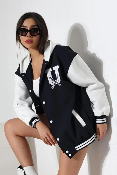 PEYORA Unisex Black Three Thread Fleece College Jacket