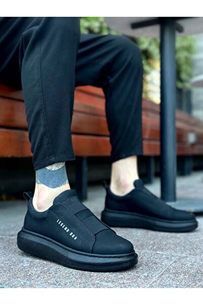 pabucmarketi Laceless Double Strap Men's Shoes Black (Black Sole)