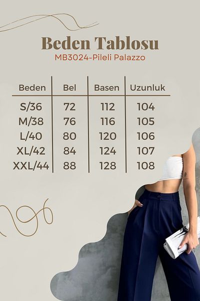 Mogi Butik Women's Pleated High Waist Lycra Palazzo Trousers 3024