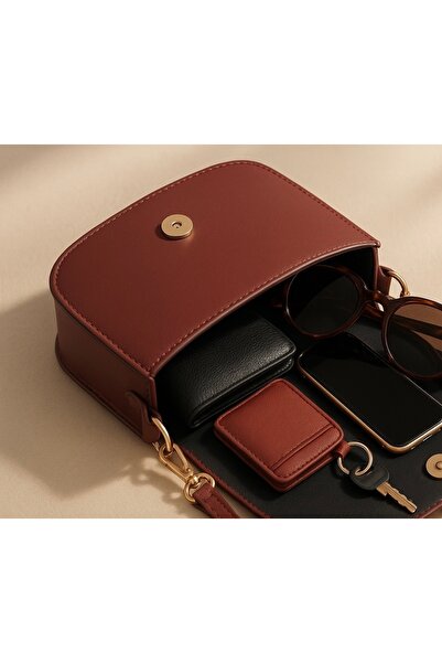 Nova Women's Crossbody Bag with Claret Red Cover – Stylish Gold Buckle