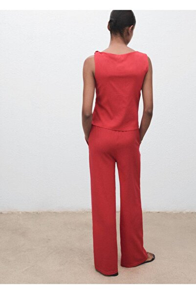 MANGO Woman Bağcıklı düz kesim pantolon