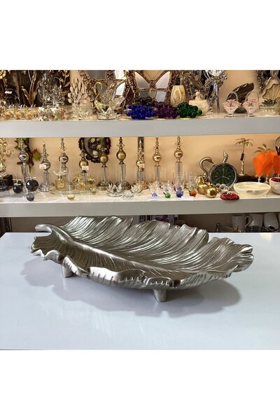 Gold home design Dekoratif Yaprak Gümüş Tabak